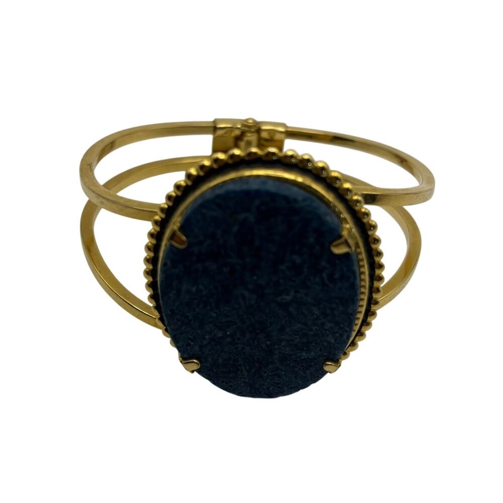 Blue  Faux Stone and Gold Cuff Bracelet